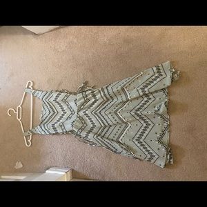 Aqua dress with ties at the sides and zipper